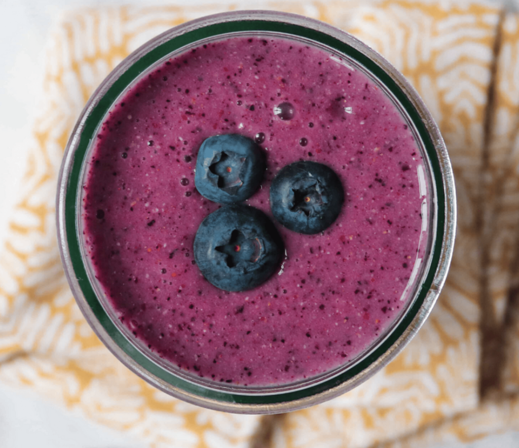 Blueberry smoothie top view